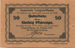 Langenaltheim - Gemeinde - 27.2.1917 - 50 Pfennig