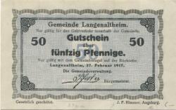 Langenaltheim - Gemeinde - 27.2.1917 - 50 Pfennig