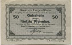 Langenaltheim - Gemeinde - 27.2.1917 - 50 Pfennig