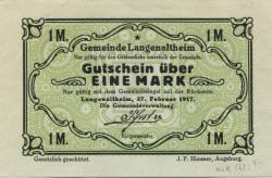 Langenaltheim - Gemeinde - 27.2.1917 - 1 Mark