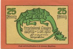 Langenaltheim - Gemeinde - 1.10.1920 - 25 Pfennig