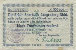 Langenberg - Stadt - 10.8.1923 - 10.10.1923 - 500000 Mark