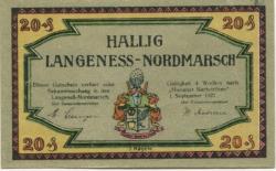 Langeneß-Nordmarsch - Gemeinde - 1.9.1921 - 20 Pfennig