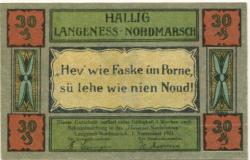 Langeneß-Nordmarsch - Gemeinde - 1.9.1921 - 30 Pfennig