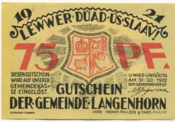 Langenhorn - Gemeinde - - 31.3.1922 - 75 Pfennig