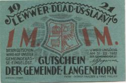 Langenhorn - Gemeinde - - 31.3.1922 - 1 Mark