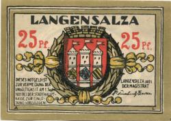 Langensalza (Bad) - Stadt - 1921 - 25 Pfennig