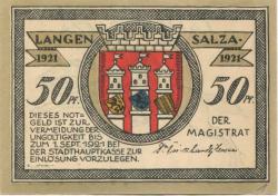Langensalza (Bad) - Stadt - 1921 - 50 Pfennig