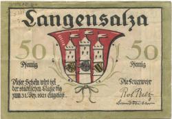 Langensalza (Bad) - Freiwillige Turner-Feuerwehr - - 1.12.1921 - 50 Pfennig