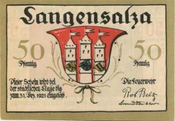 Langensalza (Bad) - Freiwillige Turner-Feuerwehr - - 1.12.1921 - 50 Pfennig