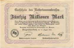 Langenschwalbach (heute: Schwalbach (Bad)) - Untertaunus-Kreis - 15.8.1923 - 50 Millionen Mark