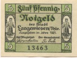 Langewiesen - Stadt - 1921 - 5 Pfennig