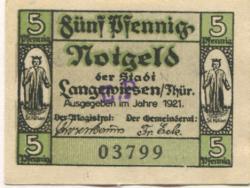 Langewiesen - Stadt - 1921 - 5 Pfennig