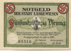 Langewiesen - Stadt - 1921 - 25 Pfennig