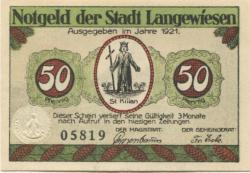 Langewiesen - Stadt - 1921 - 50 Pfennig