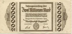 Langquaid - Marktsparkasse - 5.9.1923 - 2 Millionen Mark
