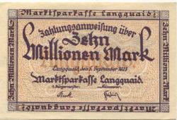 Langquaid - Marktsparkasse - 5.9.1923 - 10 Millionen Mark