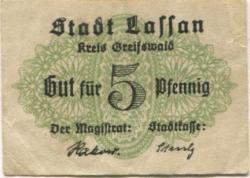 Lassan - Stadt - -- - 5 Pfennig