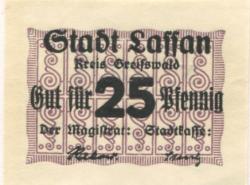 Lassan - Stadt - -- - 25 Pfennig