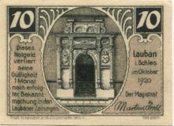 Lauban - (heute:-PL-Luban) - Stadt - Oktober 1920 - 10 Pfennig