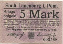 Lauenburg (heute: PL-Lebork) - Stadt - 15.11.1918 - 5 Mark