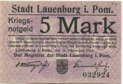 Lauenburg (heute: PL-Lebork) - Stadt - 15.11.1918 - 5 Mark