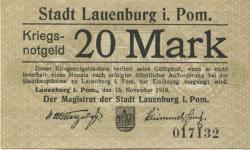 Lauenburg (heute: PL-Lebork) - Stadt - 15.11.1918 - 20 Mark