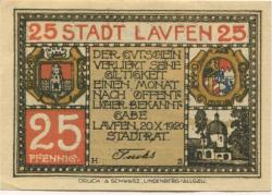 Laufen - Stadt - 20.10.1920 - 25 Pfennig