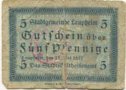 Laupheim - Stadt - 15.5.1917 - 5 Pfennig