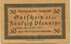 Laupheim - Stadt - 15.5.1917 - 50 Pfennig