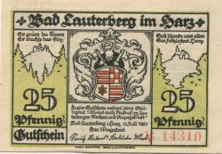 Lauterberg (Bad) - Stadt - 15.7.1921 - 25 Pfennig