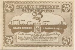 Lehrte - Stadt - 1.11.1921 - 25 Pfennig