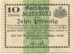 Leipzig - Amtshauptmannschaft (Bezirksverband Leipzig-Land) - - 31.12.1919 - 10 Pfennig