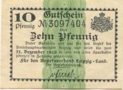 Leipzig - Amtshauptmannschaft (Bezirksverband Leipzig-Land) - - 31.12.1919 - 10 Pfennig