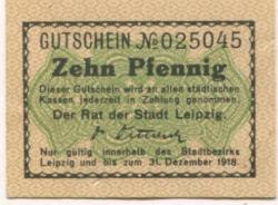 Leipzig - Stadt - 31.12.1918 - 10 Pfennig
