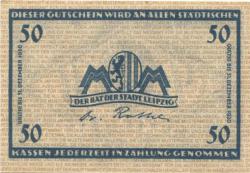 Leipzig - Stadt - - 31.12.1920 - 50 Pfennig
