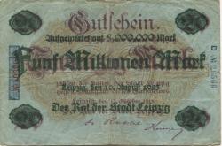 Leipzig - Stadt - 10.8.1923 - 5 Millionen Mark