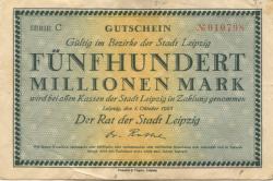 Leipzig - Stadt - 1.10.1923 - 500 Millionen Mark