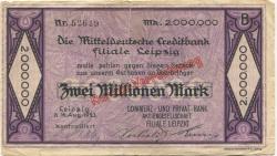 Leipzig - Commerz- und Privat-Bank AG, Filiale Leipzig - 16.8.1923 - 2 Millionen Mark