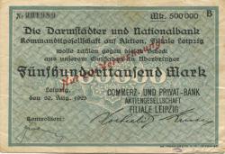 Leipzig - Commerz- und Privat-Bank AG, Filiale Leipzig - 20.8.1923 - 500000 Mark
