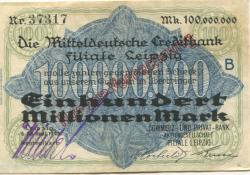 Leipzig - Commerz- und Privat-Bank AG, Filiale Leipzig - 20.9.1923 - 100 Millionen Mark