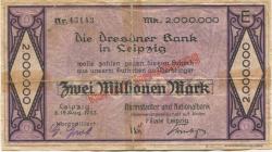 Leipzig - Darmstädter und Nationalbank KaA, Filiale Leipzig - 16.8.1923 - 2 Millionen Mark