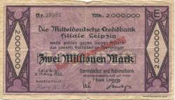 Leipzig - Darmstädter und Nationalbank KaA, Filiale Leipzig - 16.8.1923 - 2 Millionen Mark