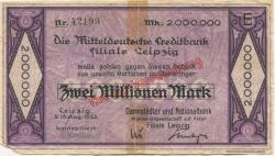 Leipzig - Darmstädter und Nationalbank KaA, Filiale Leipzig - 16.8.1923 - 2 Millionen Mark