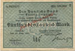 Leipzig - Darmstädter und Nationalbank KaA, Filiale Leipzig - 20.8.1923 - 500000 Mark