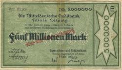 Leipzig - Darmstädter und Nationalbank KaA, Filiale Leipzig - 22.8.1923 - 5 Millionen Mark