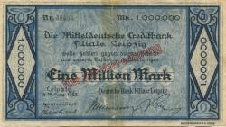Leipzig - Deutsche Bank, Filiale Leipzig - 16.8.1923 - 1 Million Mark