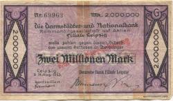 Leipzig - Deutsche Bank, Filiale Leipzig - 16.8.1923 - 2 Millionen Mark 
