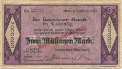 Leipzig - Deutsche Bank, Filiale Leipzig - 16.8.1923 - 2 Millionen Mark