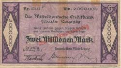 Leipzig - Deutsche Bank, Filiale Leipzig - 16.8.1923 - 2 Millionen Mark